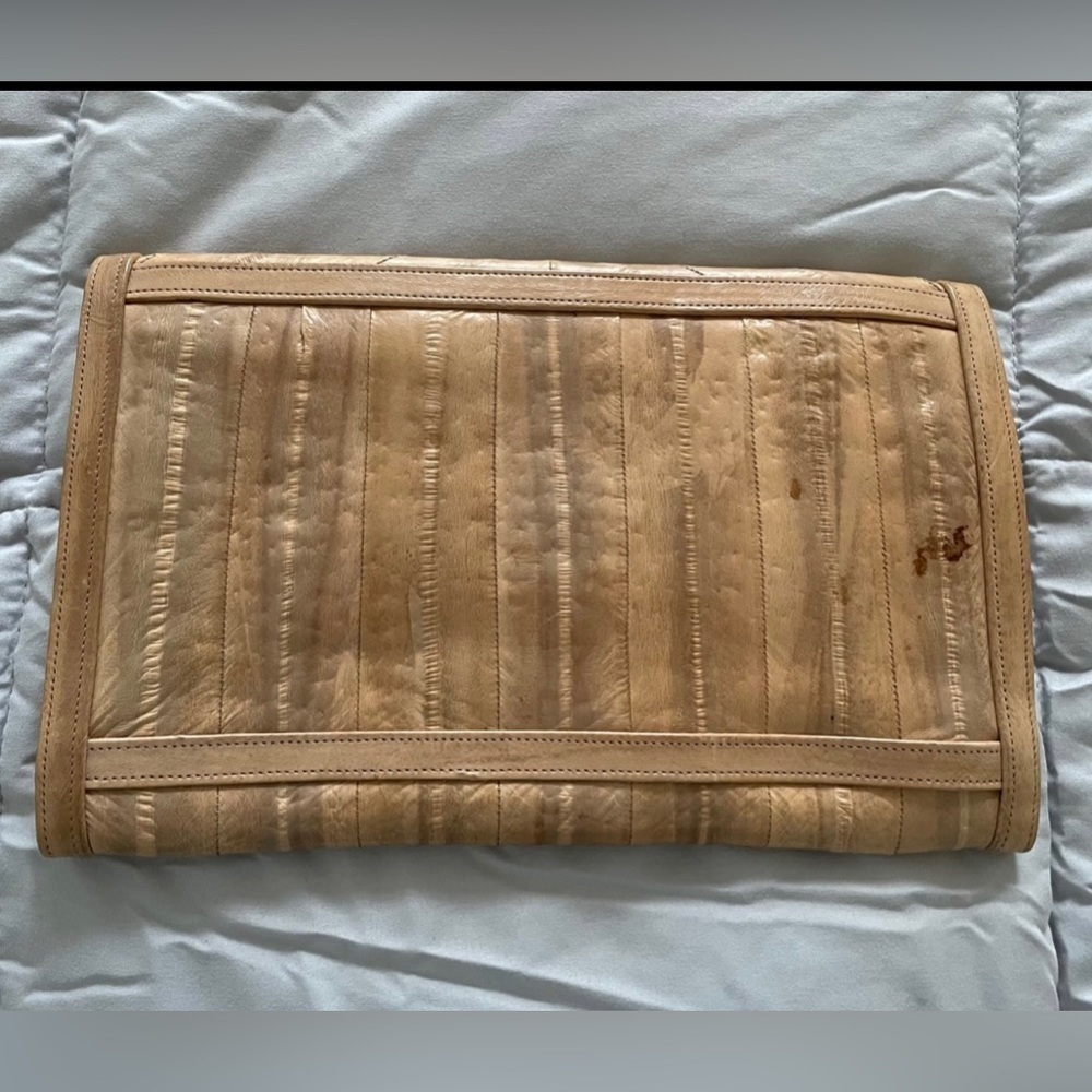 Vintage Eel Skin Clutch Purse Tan - Picture 2 of 3
